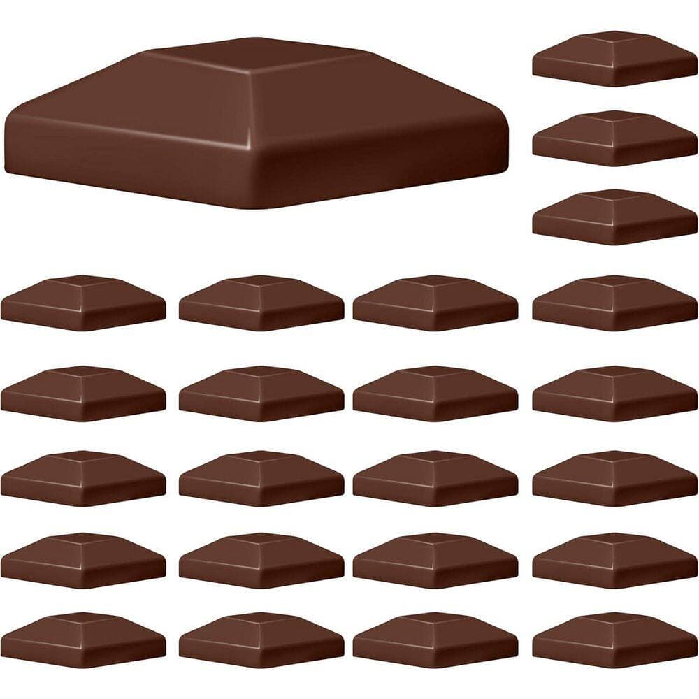 Afoxsos Brown Durable Plastic Wood Fence Post Caps Water-Proof UV-Proof Protects from Cracking Rotting (24-Pack) (1)