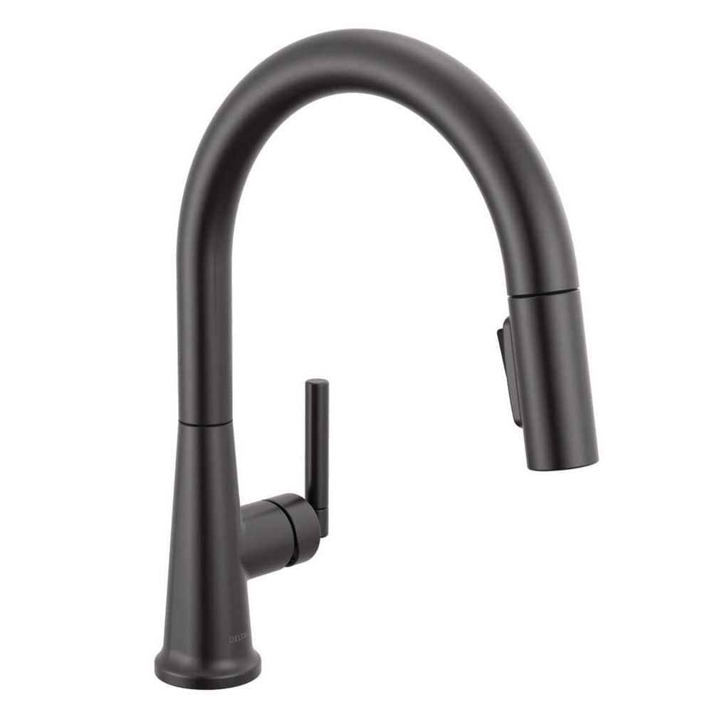 Delta Foundations Design Series Modern Matte Black 14.94 in. H Pull Down Sprayer Kitchen Faucet with 360° Swivel Spout
