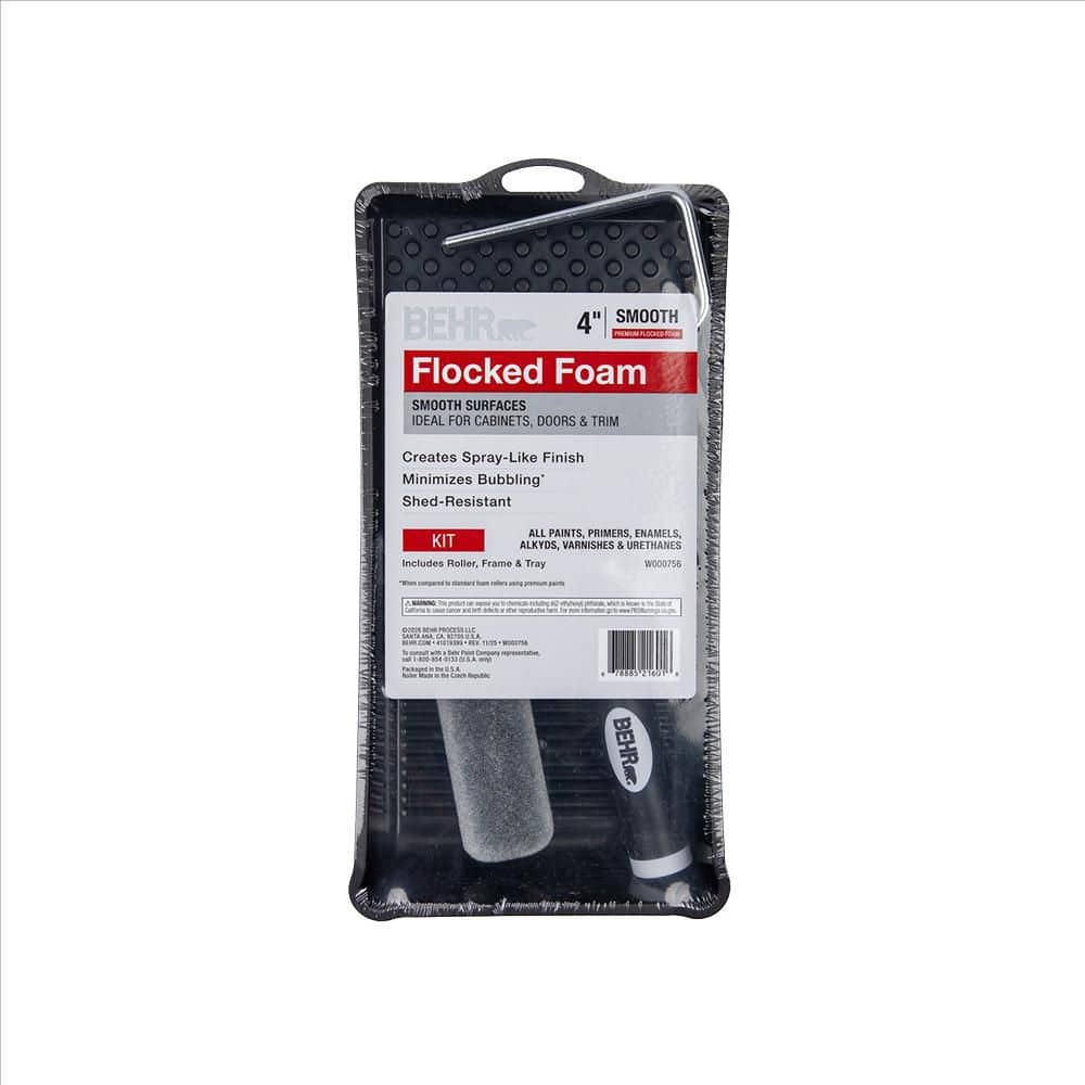 BEHR 4 in. Premium Flocked Foam Mini Roller Tray Kit (3-Piece)