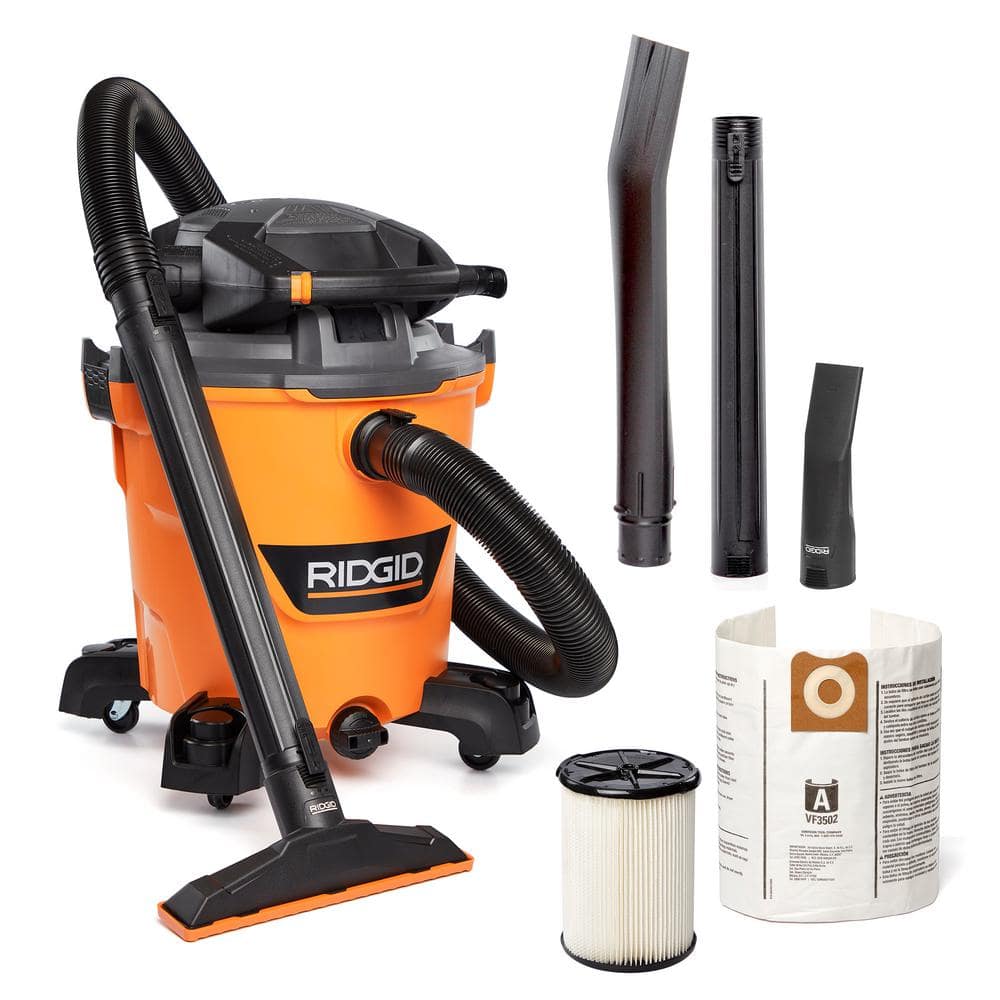 RIDGID 12 Gal. 6.0 Peak HP NXT Shop Vacuum Wet Dry Vac with Detachable Blower, Filter, Dust Bag, Hose and Accessories HD1280