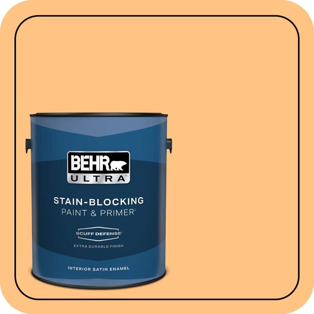 BEHR ULTRA 1 gal. #PMD-68 Amber Sun Extra Durable Satin Enamel Interior Paint & Primer