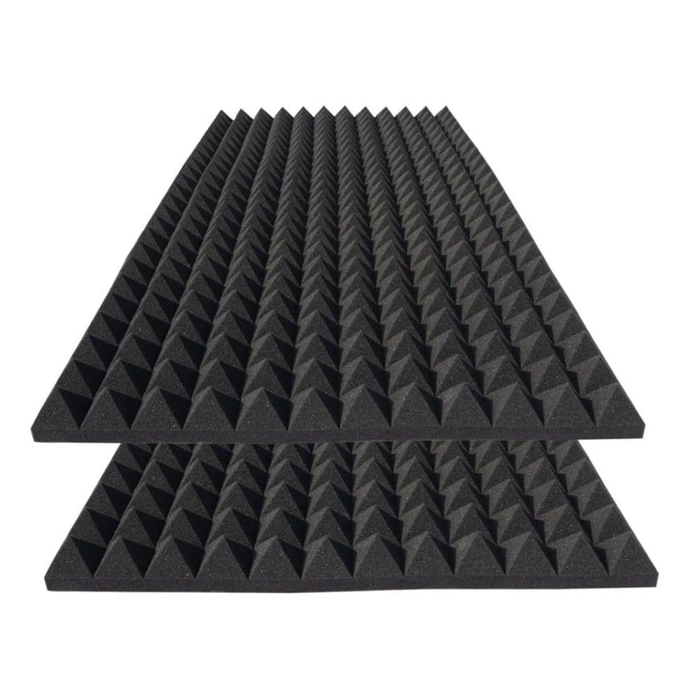 Wellco 4 ft. x 2 ft. x 2 in. Black Polyurethane Foam Sound Absorbing Acoustic Panels with Double-Sided Adhesive (8-Pack)