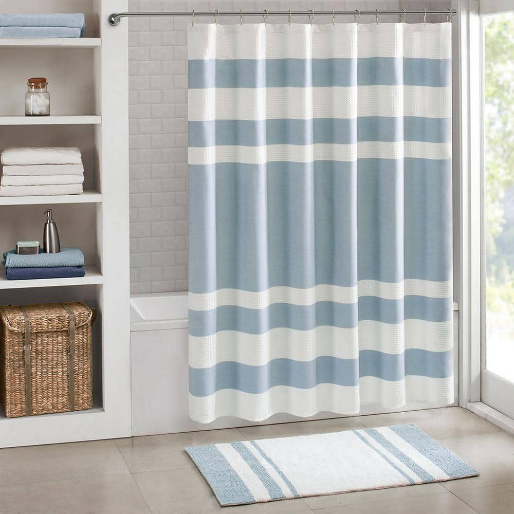 Unbranded 72 in. W x 72 in. L Polyester Shower Curtain in Blue for Bath (2)