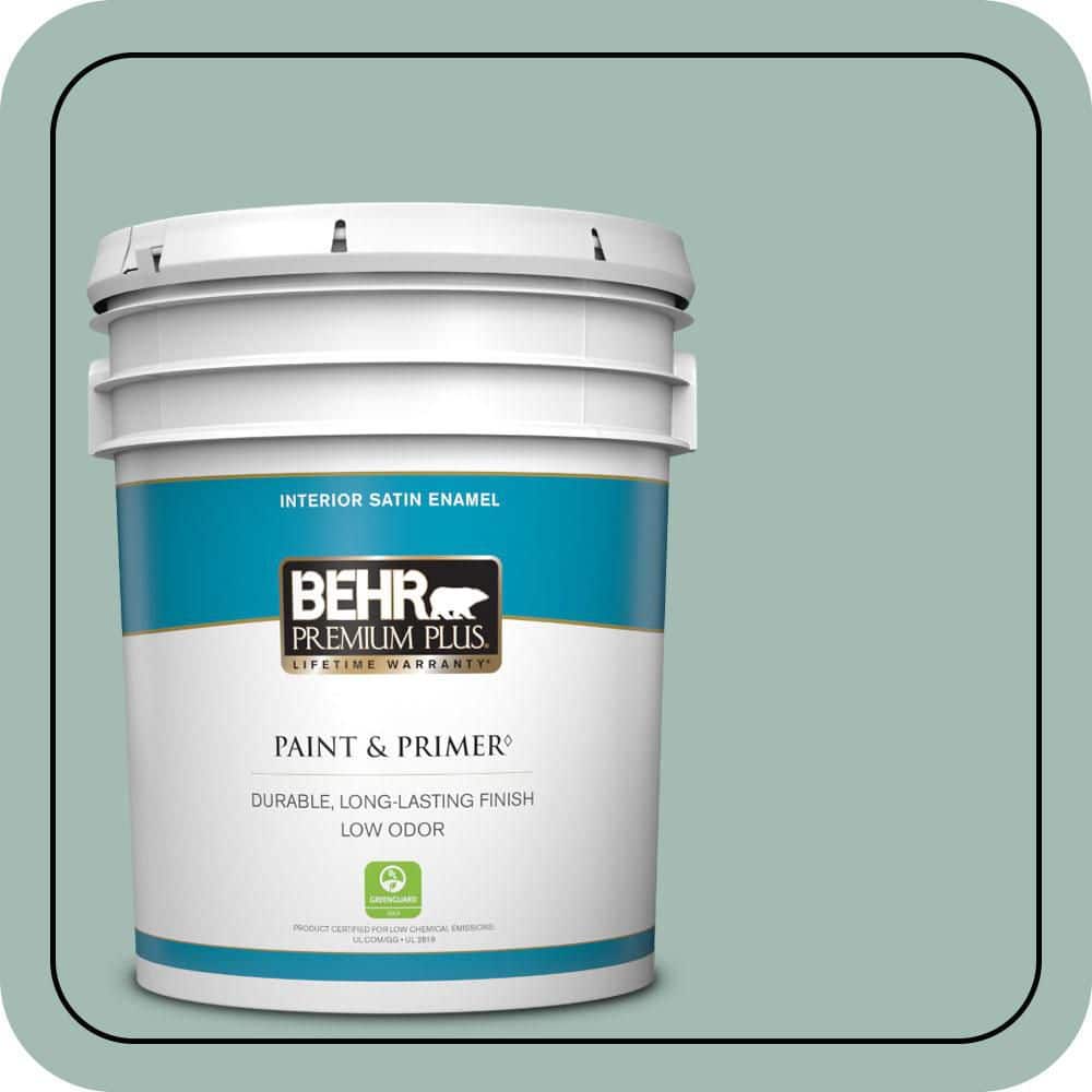 BEHR PREMIUM PLUS 5 gal. #S430-3 Garden Twilight Satin Enamel Low Odor Interior Paint & Primer