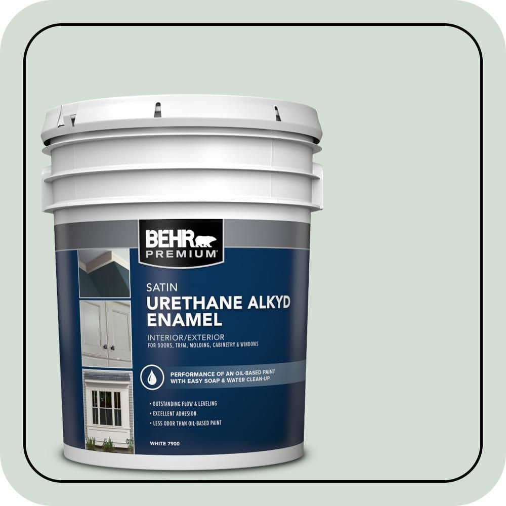 BEHR PREMIUM 5 gal. #700E-2 Lime Light Urethane Alkyd Satin Enamel Interior/Exterior Paint