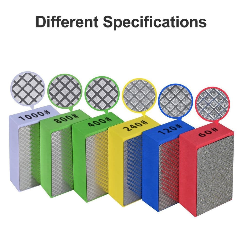 LAIFUCAM 6pcs Diamond Sponge Hand Polishing Pads for Grinding and Sanding with Multi-Grit for Ceramic Tile Glass (6-Pack) (3)