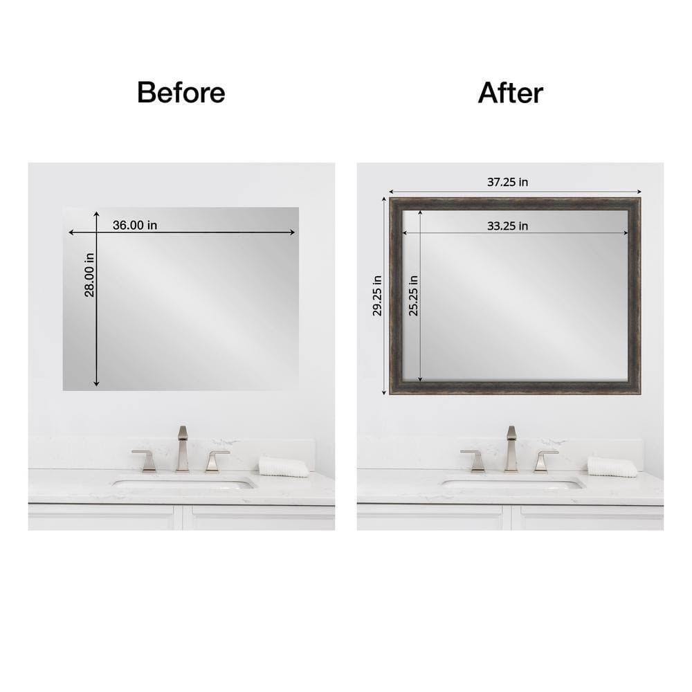 Amanti Art Mirror Makeover Bark Rustic Char Narrow 29.25 in. W x 37.25 in. H Bathroom Mirror Frame Border Kit-Fits a 28 x 36 Mirror (2)