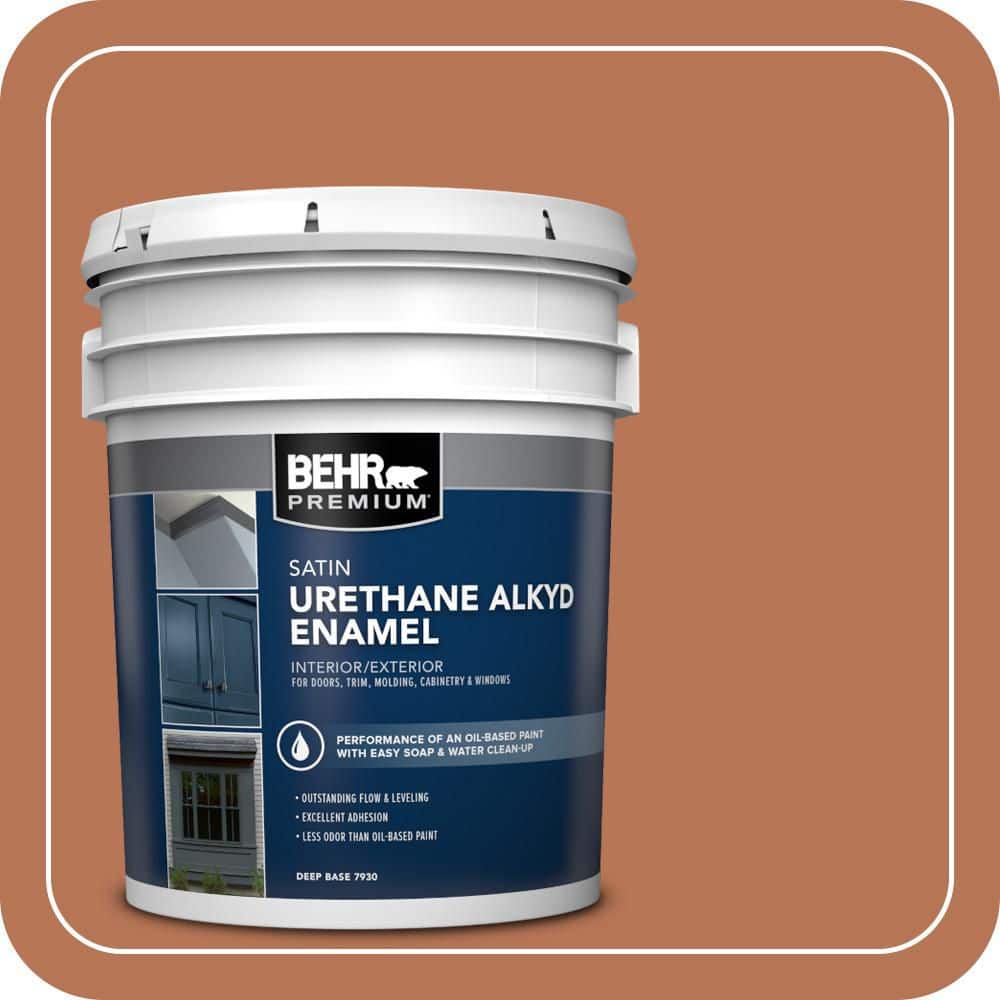 BEHR PREMIUM 5 gal. Home Decorators Collection #HDC-AC-06 Campfire Blaze Urethane Alkyd Satin Enamel Interior/Exterior Paint