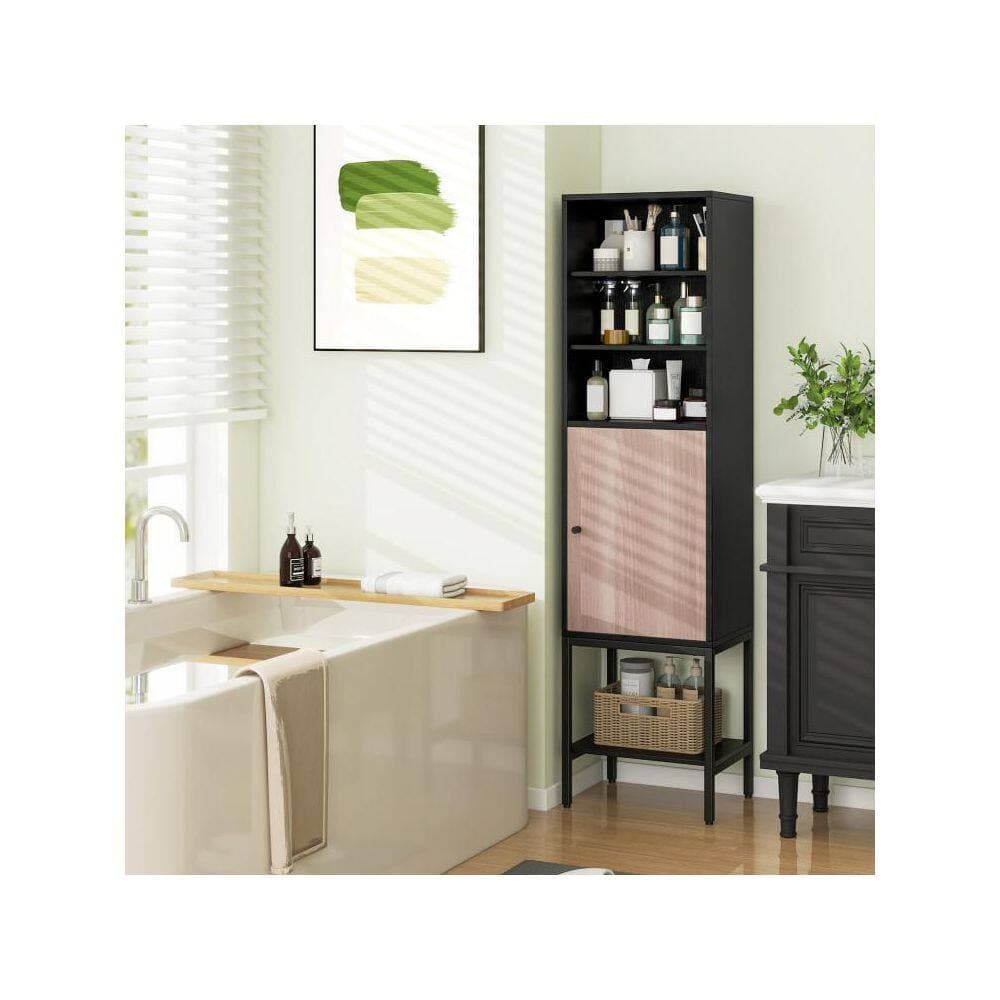 Boyel Living 15 in. W 12 in. D 58 in. H Freestanding Bathroom Linen Cabinet with Adjustable Shelves (2)