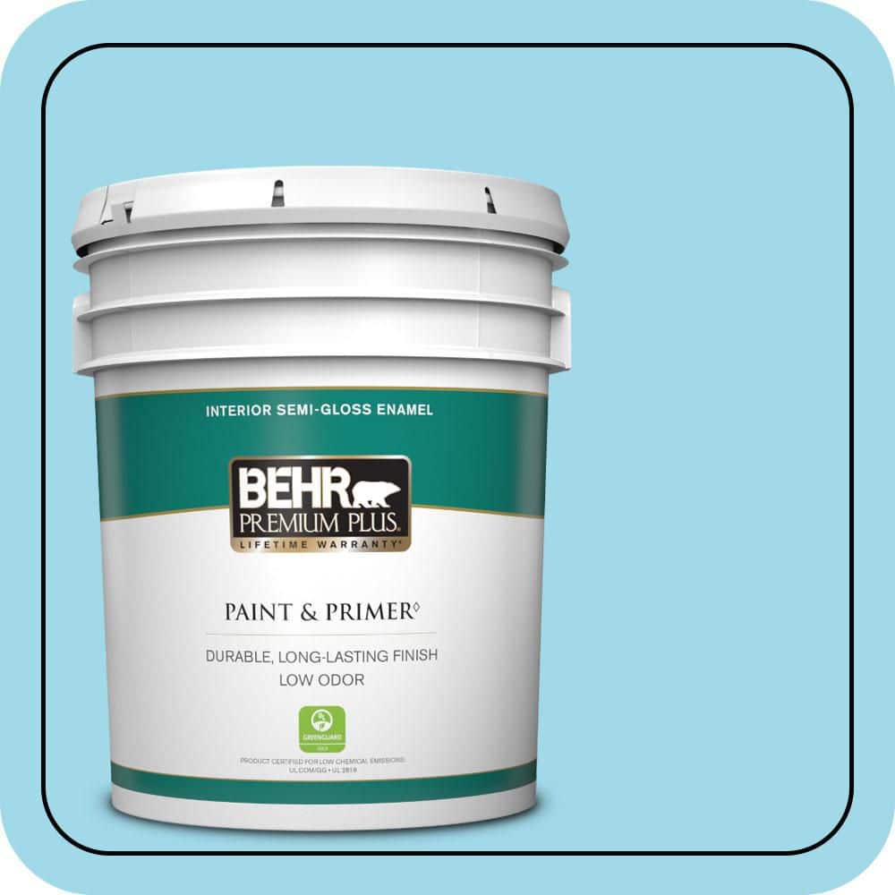 BEHR PREMIUM PLUS 5 gal. #520A-3 Nevada Sky Semi-Gloss Enamel Low Odor Interior Paint & Primer