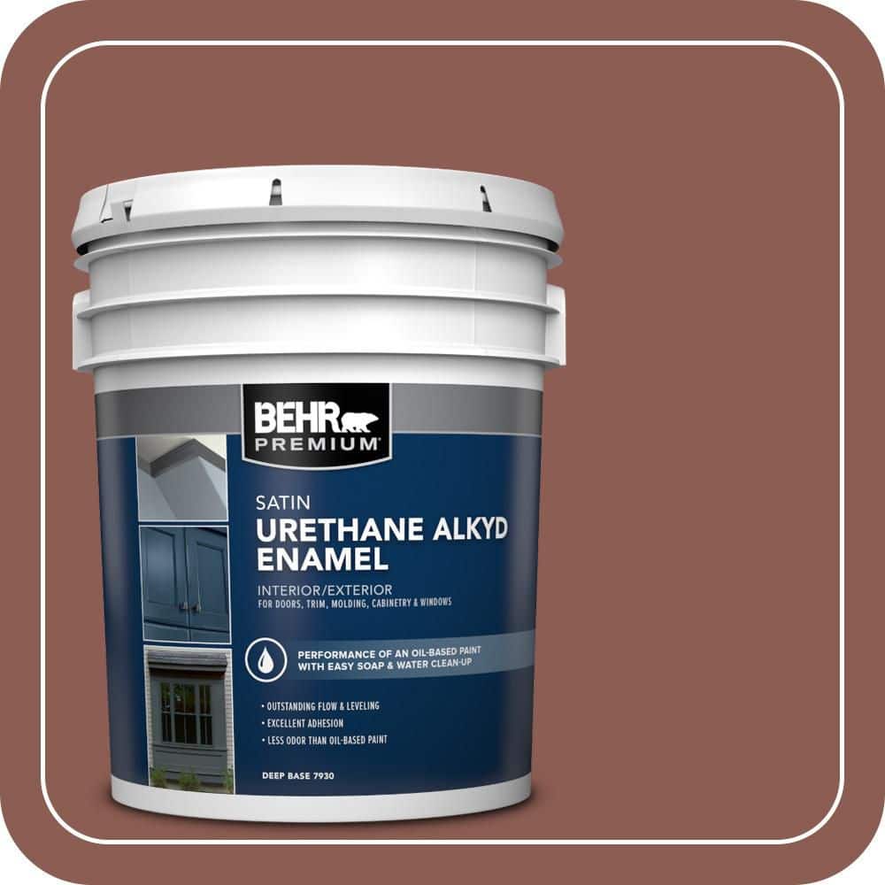 BEHR PREMIUM 5 gal. #S170-6 Red Curry Urethane Alkyd Satin Enamel Interior/Exterior Paint