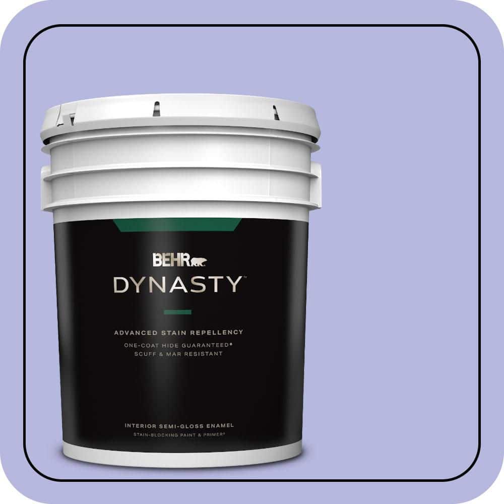 BEHR DYNASTY 5 gal. #P550-3 Lavender Cloud Semi-Gloss Enamel Interior Stain-Blocking Paint & Primer