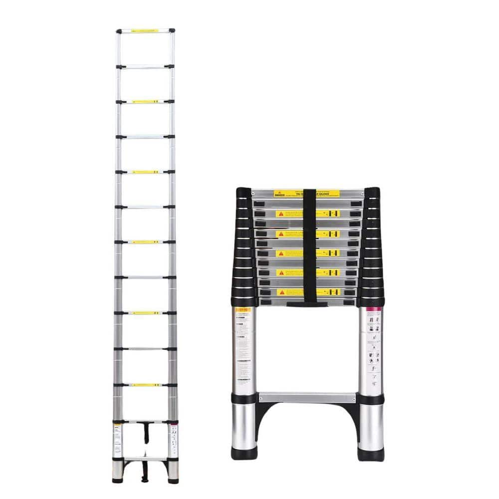 Unbranded 12.5 ft. Reach Aluminum Telescoping Multi-Position Ladder, 330 lbs. Load Capacity Type IAA Duty Rating RV Outdoor Work