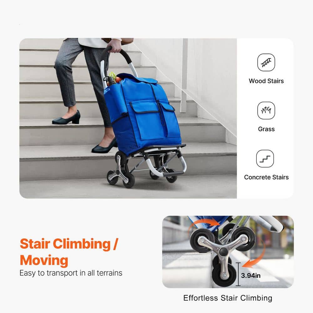 SVOPES Stair climbing cart, hand truck，220 lbs. load capacity, foldable cart w/ waterproof bag & seat,wheels and padded handle (2)