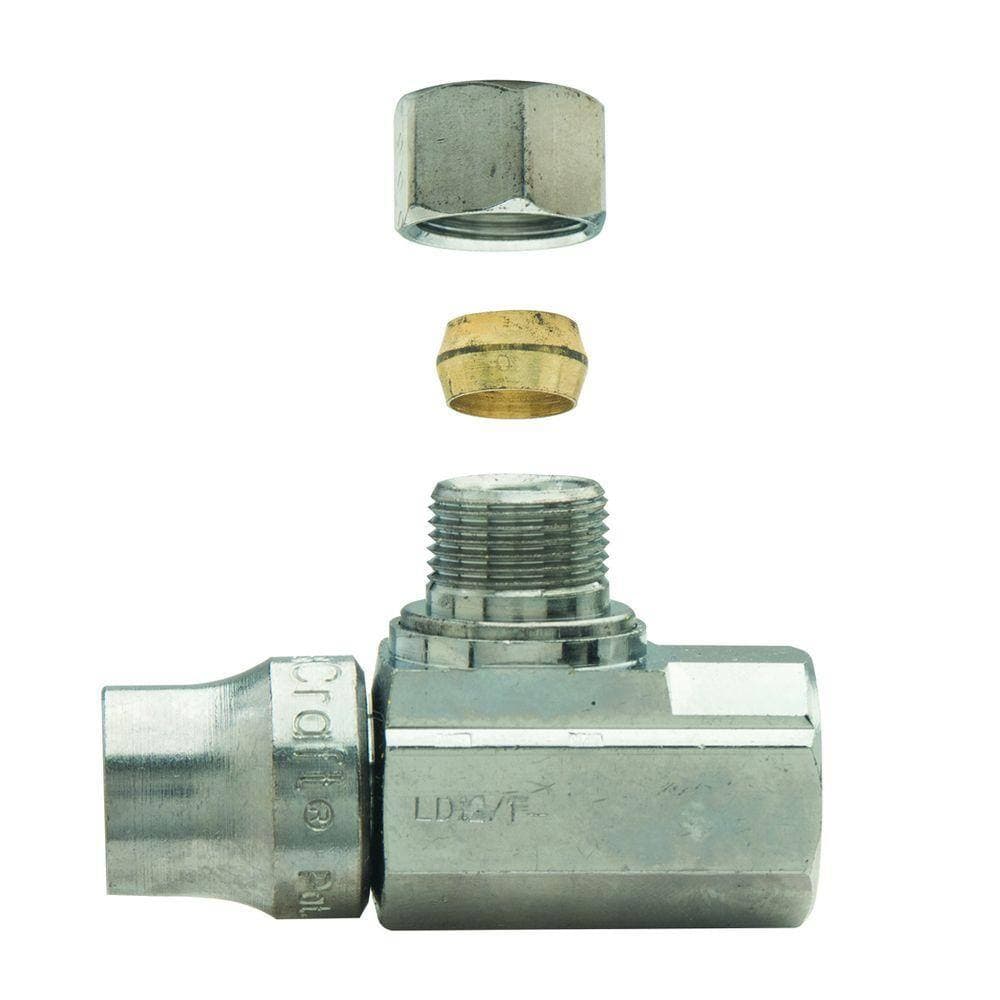 BrassCraft 3/8 in. FIP Inlet x 3/8 in. Compression Outlet 1/4-Turn Brass Angle Valve with Loose Key (2)