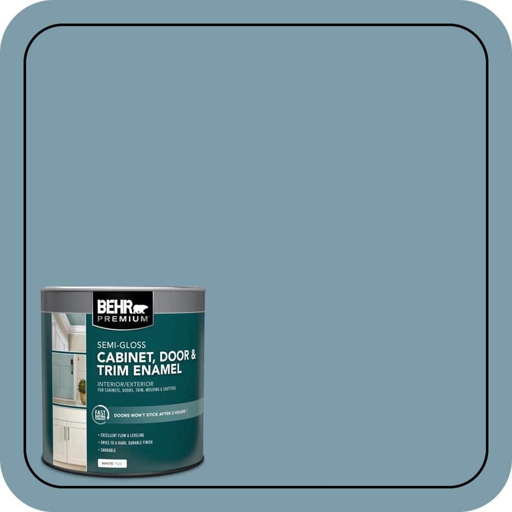 BEHR PREMIUM 1 qt. #S470-4 Dolphin Blue Semi-Gloss Enamel Interior/Exterior Cabinet, Door & Trim Paint
