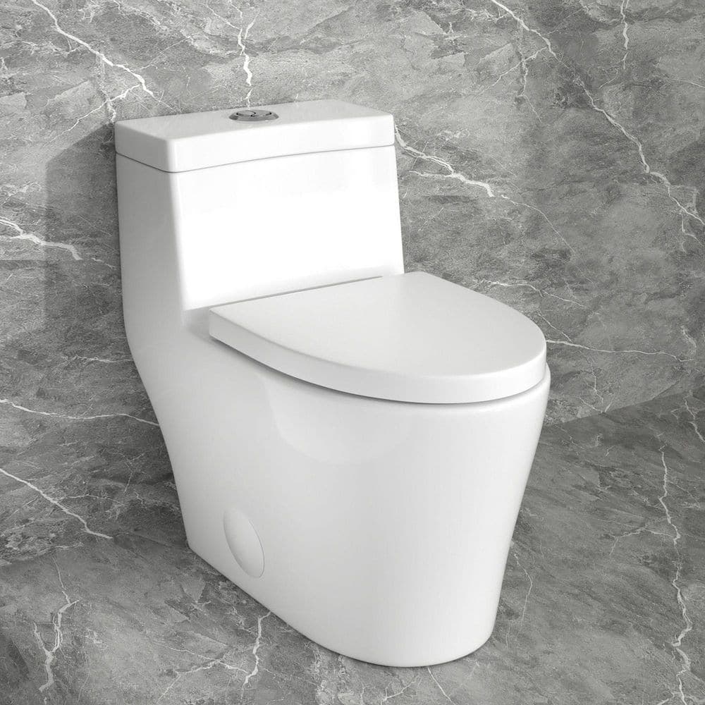 RKZHOPT 12 in. 1-piece 1.1/1.6 GPF Dual Flush Elongated Chair Height Toilet in White Soft Close Seat Included (3)