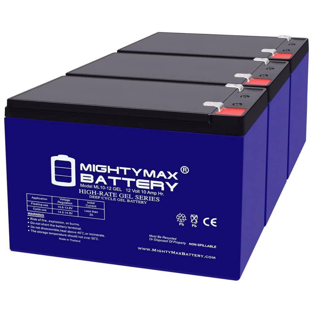 Mighty Max Batteries 12-Volt 10AH GEL F2 Replacement Battery Compatible with Neuton CE6 Cordless Electric Mower - 3 Pack (1)