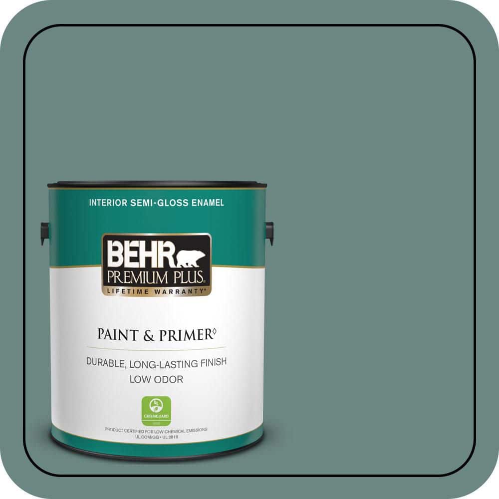 BEHR PREMIUM PLUS 1 gal. #480F-5 Marsh Creek Semi-Gloss Enamel Low Odor Interior Paint & Primer