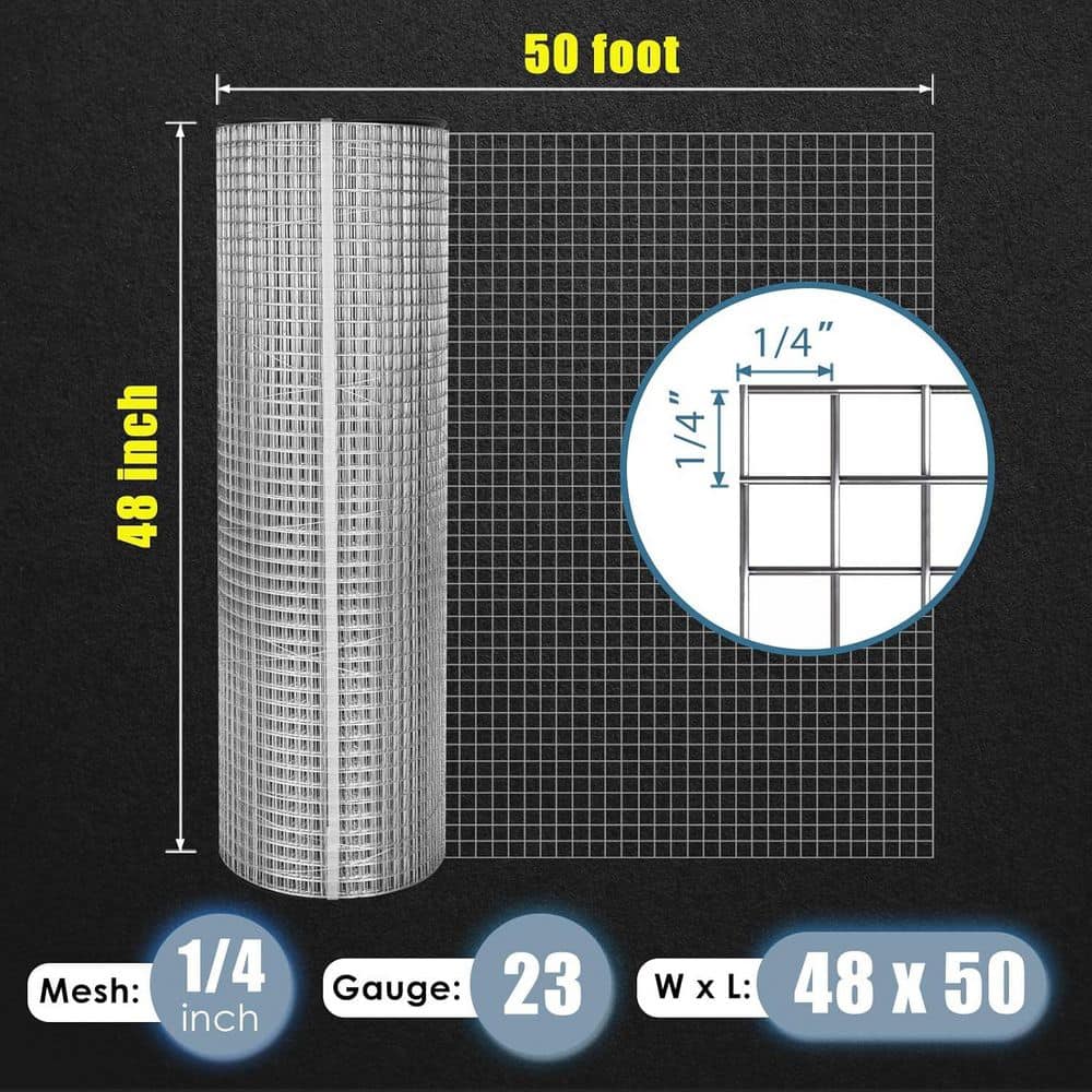 Unbranded GoldPeak Hardware Cloth 1/4 Inch 48'' x 50' 23 Gauge Hot-dip Galvanized After Welding Chicken Wire Mesh Roll Fence (2)