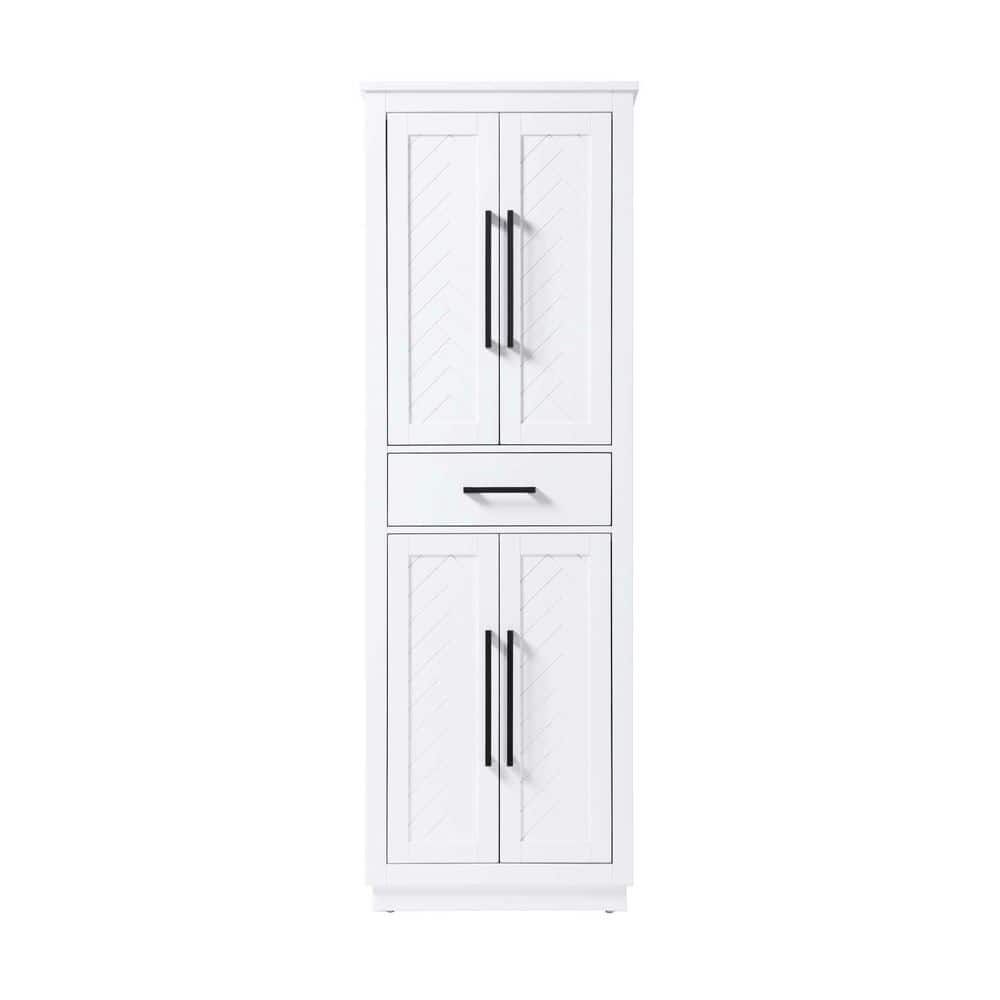 TIMELESS HOME 24 in. W x 18 in. D x 72 in. H White Freestanding Linen Cabinet (1)
