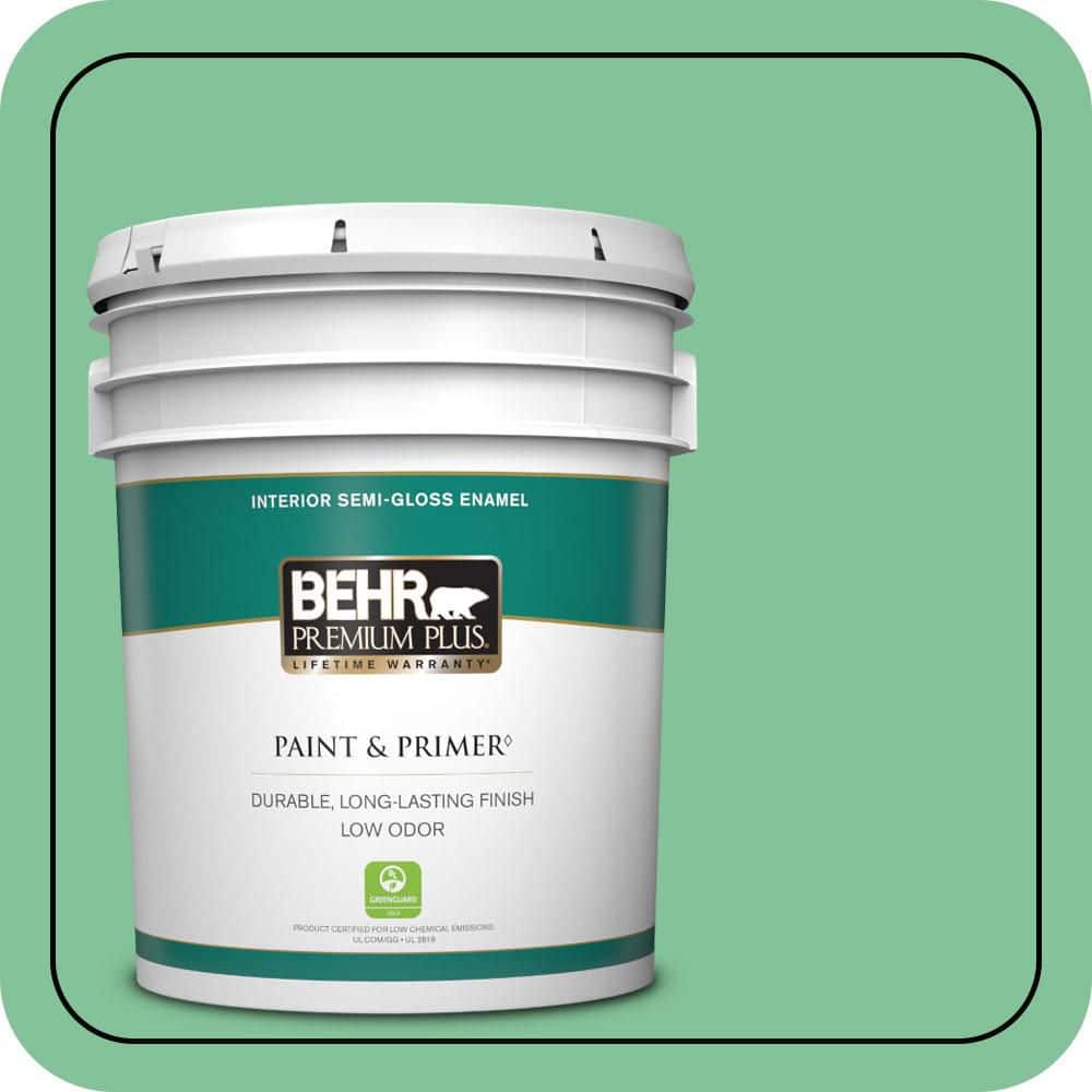 BEHR PREMIUM PLUS 5 gal. #P410-4 Willow Hedge Semi-Gloss Enamel Low Odor Interior Paint & Primer