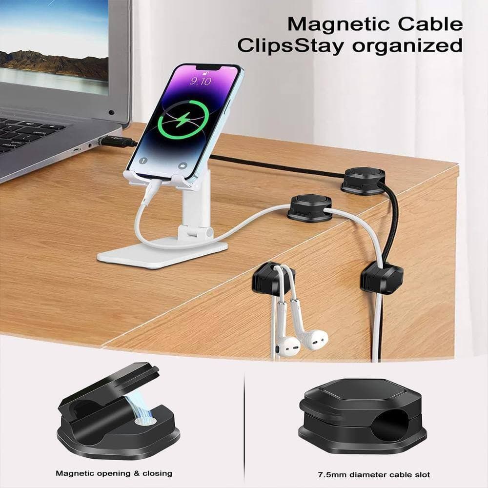 Unbranded 12 Pack Magnetic Cable Clips for Desk Cord Management with Adhesive Pads for Charger and USB Cables (3)