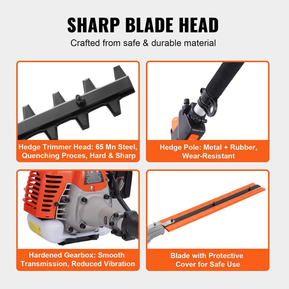SKYSHALO 52 CC 6-in-1 Multi-Functional Trimming Tools, Gas Hedge Trimmer with Extension Pole, Pole Saw Chainsaw Pruner (2)