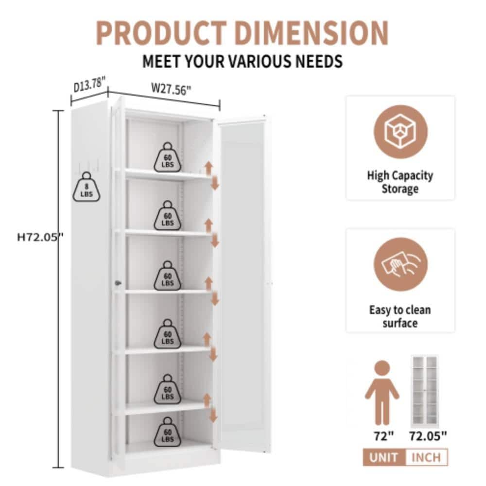 Unbranded 27.6 in. W x 13.8 in. D x 72 in. H Bathroom White Linen Cabinet (2)