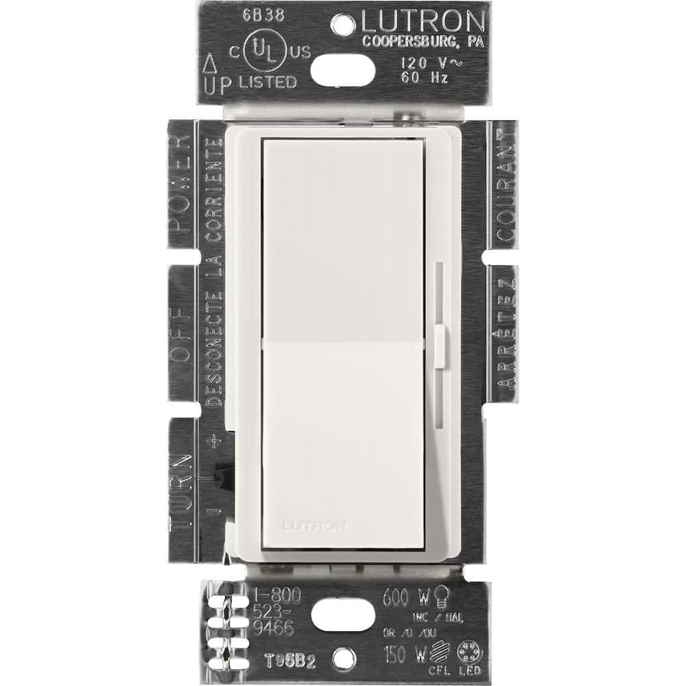 Lutron Gray Diva Dimmer Switch for 0-10V LED/Fluorescent Fixtures, Single-Pole or 3-Way, No Power Pack Required, Lunar Gray