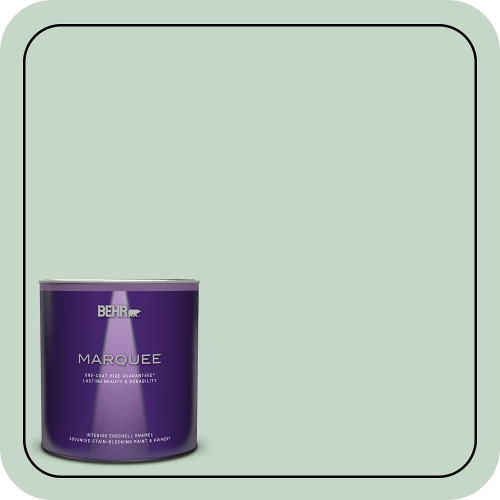 BEHR MARQUEE 1 qt. #S410-2 New Moss Eggshell Enamel Interior Paint & Primer (1)