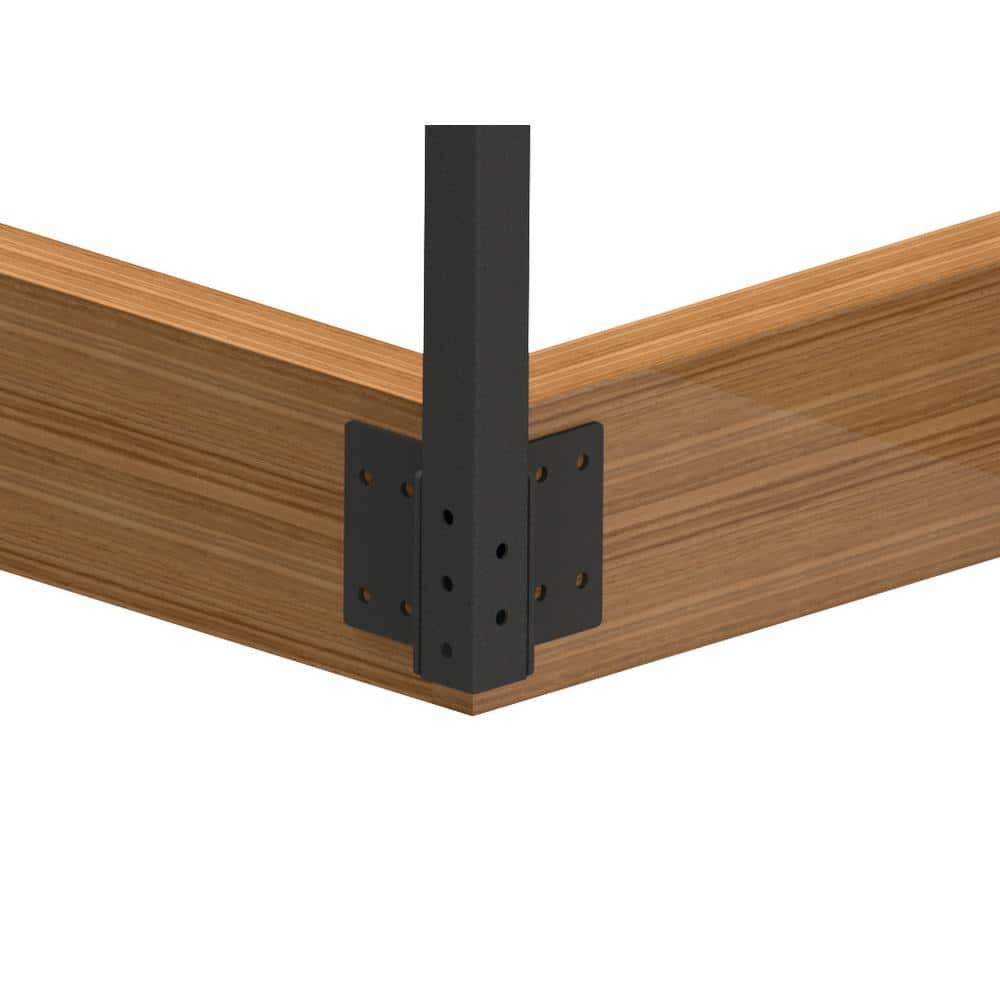 RDI Metal Works Excalibur 52 in. Galvanized and Powder Coated Steel Post Fascia Mount, Satin Black Without Brackets (2)