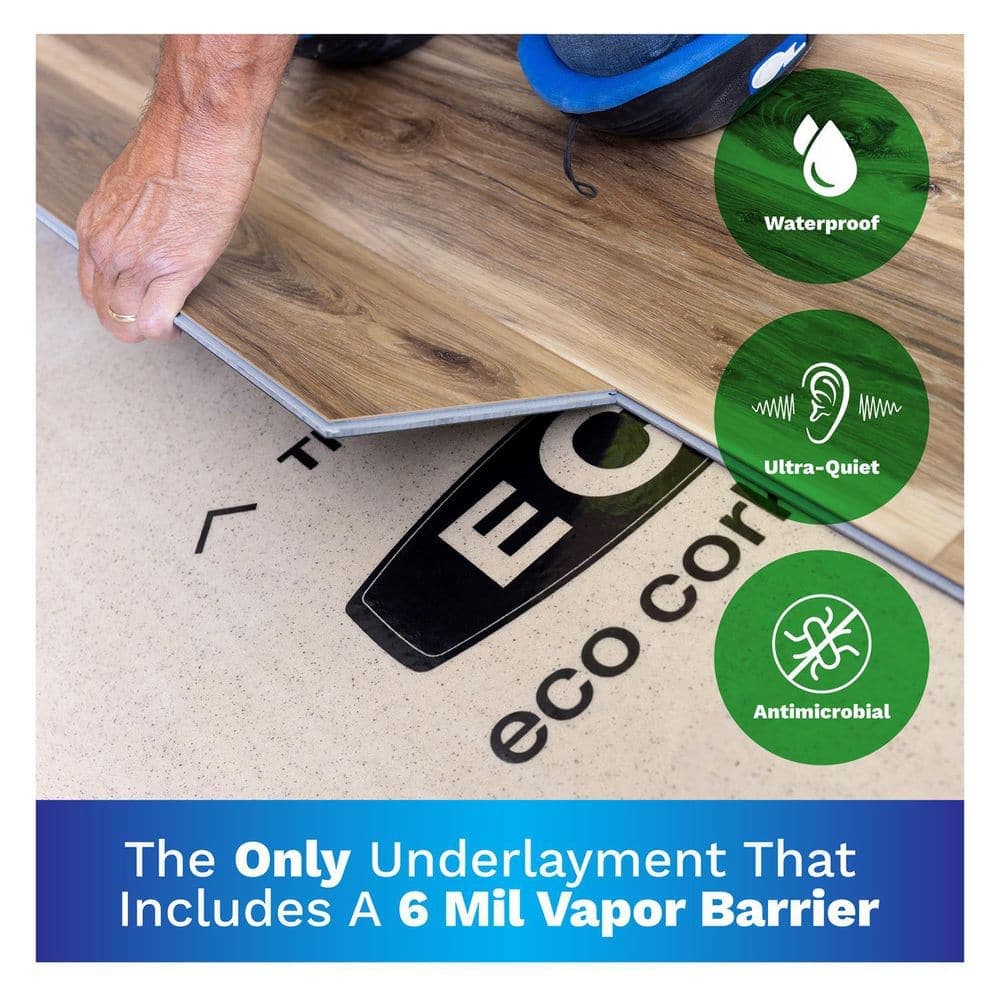 Eco Cork Foam 75 sq. ft. 3 ft. x 25 ft. x 3.2 mm Waterproof Premium Plus 10-in-1 Underlayment - Vinyl Plank, Laminate, Engineered Wood (3)