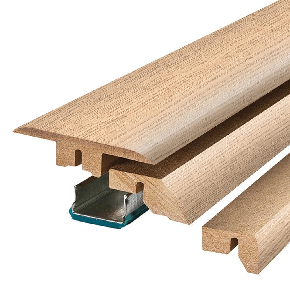 PERFORMANCE ACCESSORIES Junction Beige 0.75 in. T x 2.37 in. W x 78.7 in. L Textured Wood Look Laminate Moulding/Trim 4 in 1 Molding