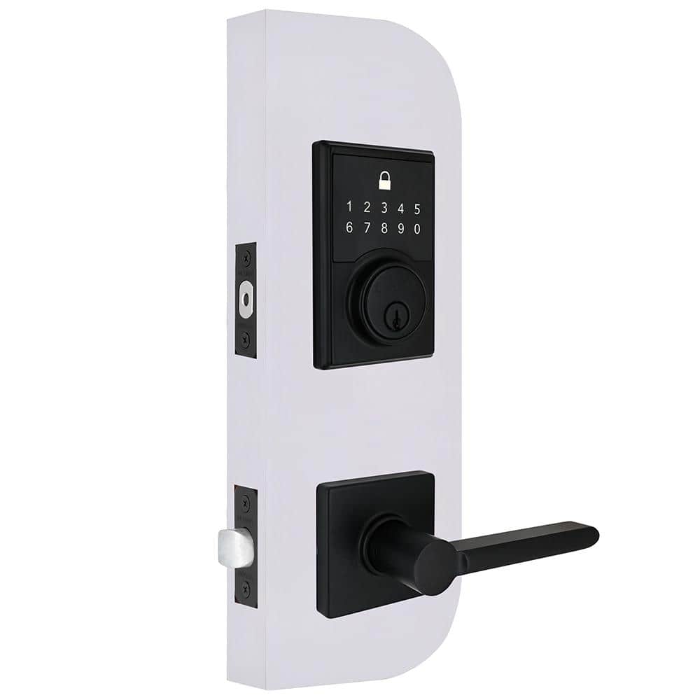 Defiant Compact Touch Square Matte Black Deadbolt with Tonebridge Hall/Closet Door Lever (3)