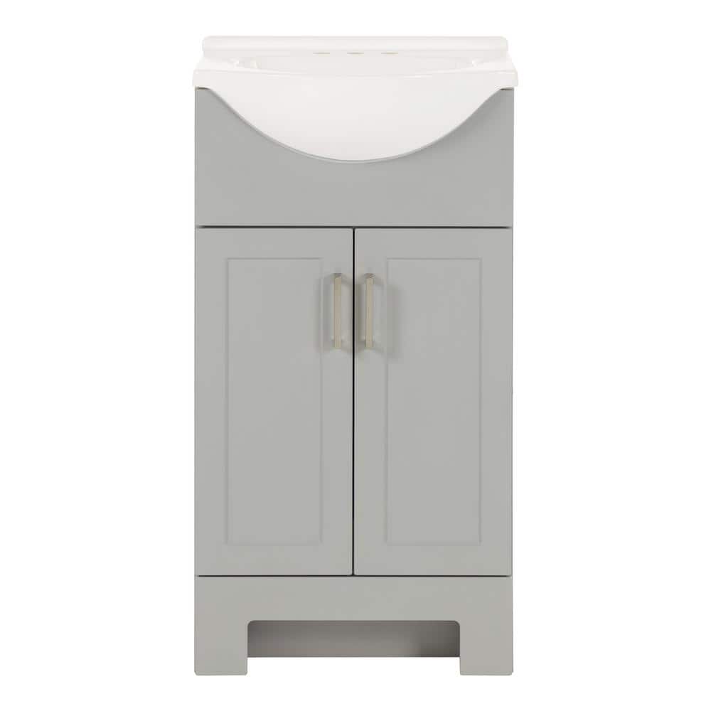 Glacier Bay Weldon 18 in. Single Sink Pearl Gray Freestanding Bath Vanity with White Cultured Marble Top (Assembled) (3)