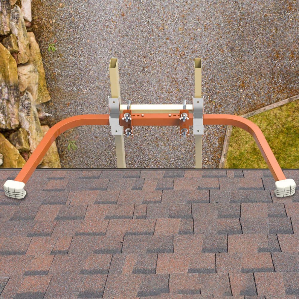 Helhom 34 in. x 14 in. Orange Heavy Duty Forged Steel Extension Ladder Stabilizer, Wall Extension Ladder Standoff Arms (2)