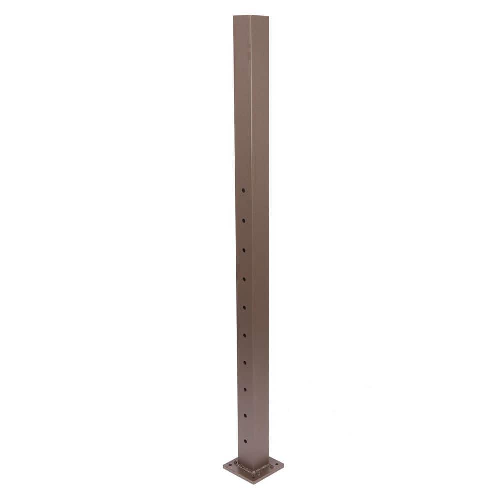 Deckorators Cable Rail 2-1/2 in. x 2-1/2 in. x 44 in. Weathered Brown Aluminum Line Post for Cable Railing System (3)