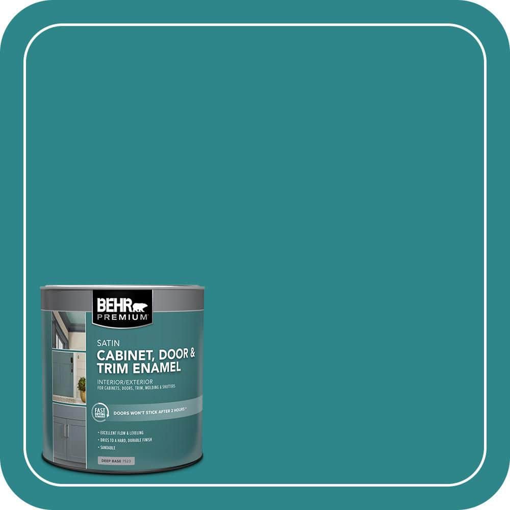 BEHR PREMIUM 1 qt. #M460-6 Thai Teal Satin Enamel Interior/Exterior Cabinet, Door & Trim Paint (1)