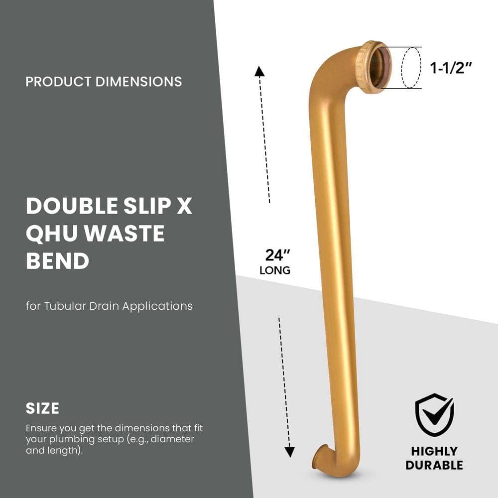 PLUMBFLEX 1-1/2 in. x 24 in. Brass Double Waste Bend for Tubular Drain Applications, 17GA (3)
