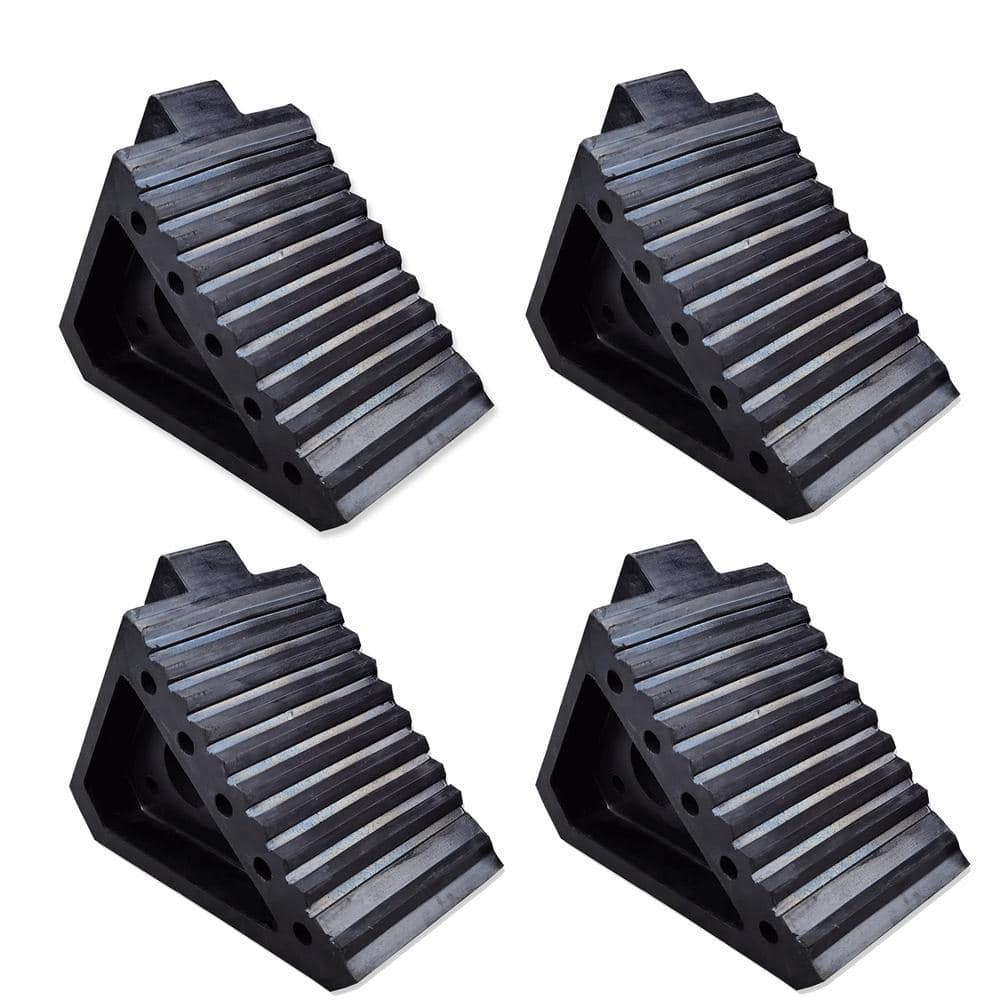 Angel Sar 8" x 4" x 6" 4-Pack Solid Rubber Car Stoppers, Heavy Duty Wheel Chocks for Car Travel Trailers RV Truck and ATV (1)