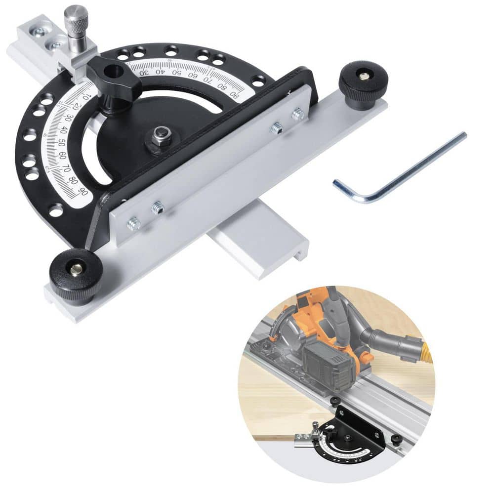 ‎POWERTEC Adjustable Angle Track Saw Guide with Precision Miter Cuts, 13-Positive Stops, Wide Guide Rail Compatibility (1)