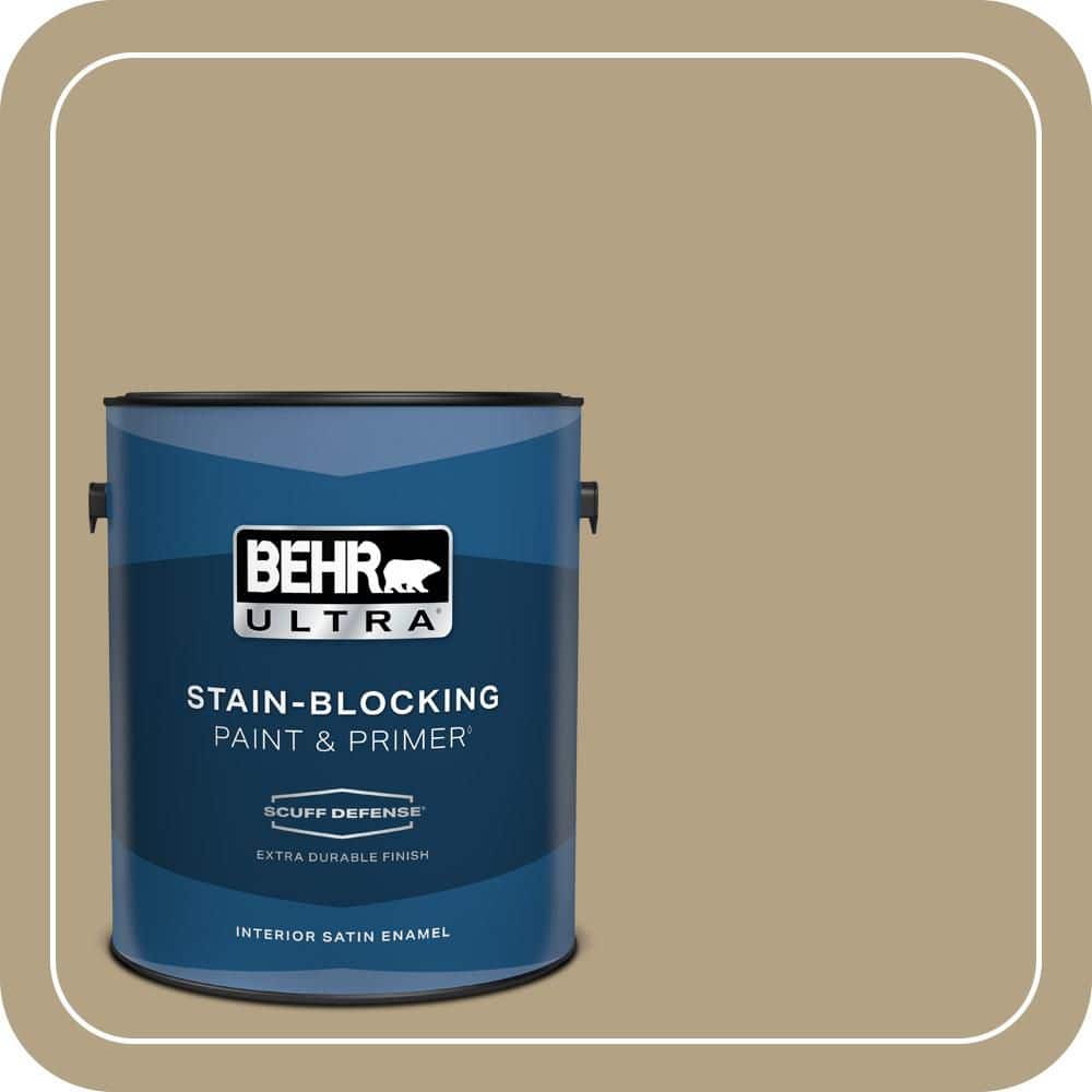 BEHR ULTRA 1 gal. #PPU8-07 Chamois Tan Extra Durable Satin Enamel Interior Paint & Primer (1)