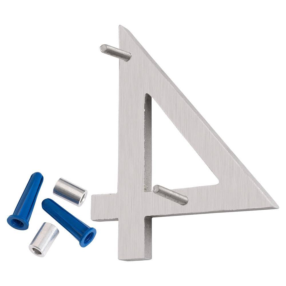 Montague Metal Products 16 in. Brushed Aluminum Floating or Flat Modern House Number 4 (3)