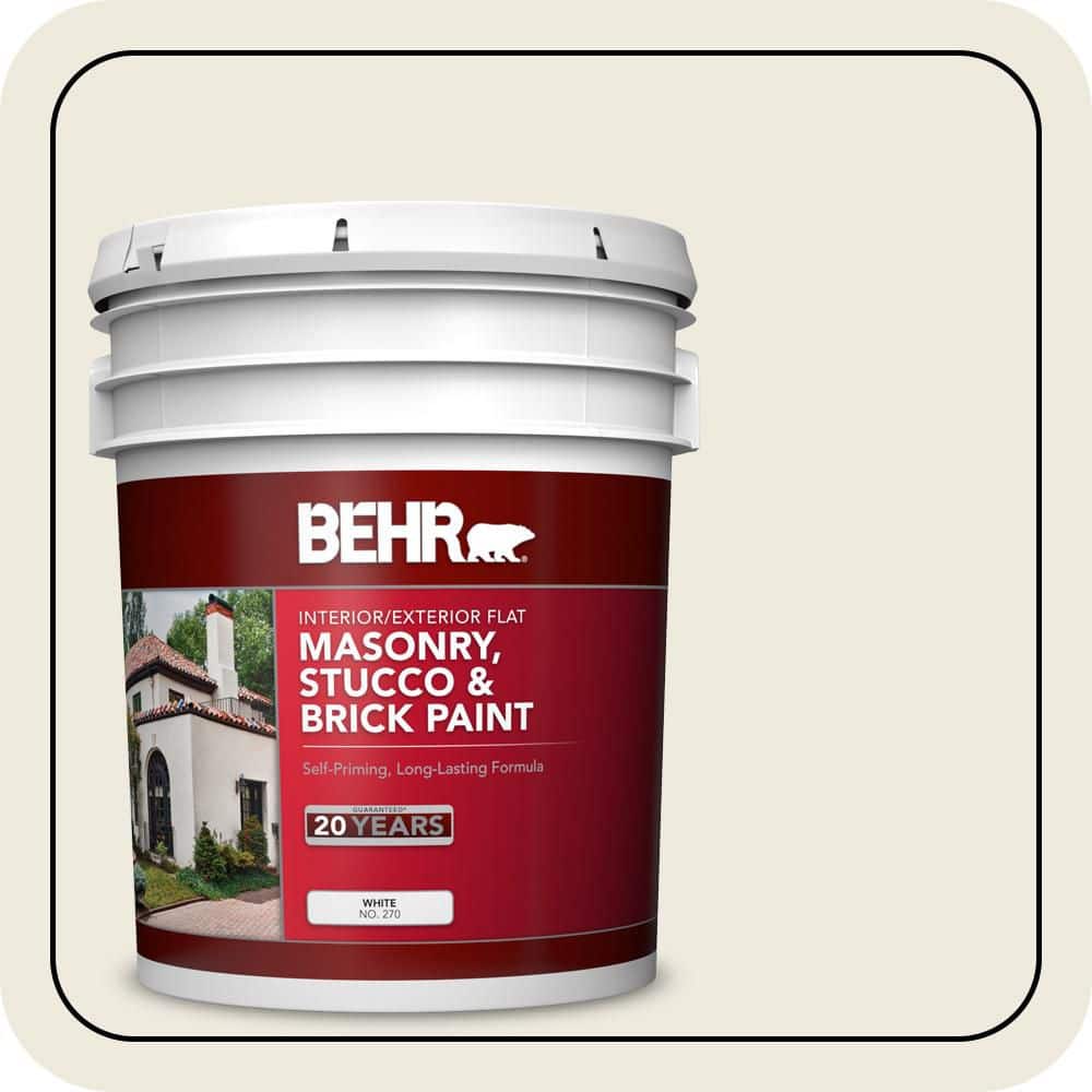 BEHR 5 gal. #PPU10-14 Ivory Palace Flat Interior/Exterior Masonry, Stucco and Brick Paint (1)