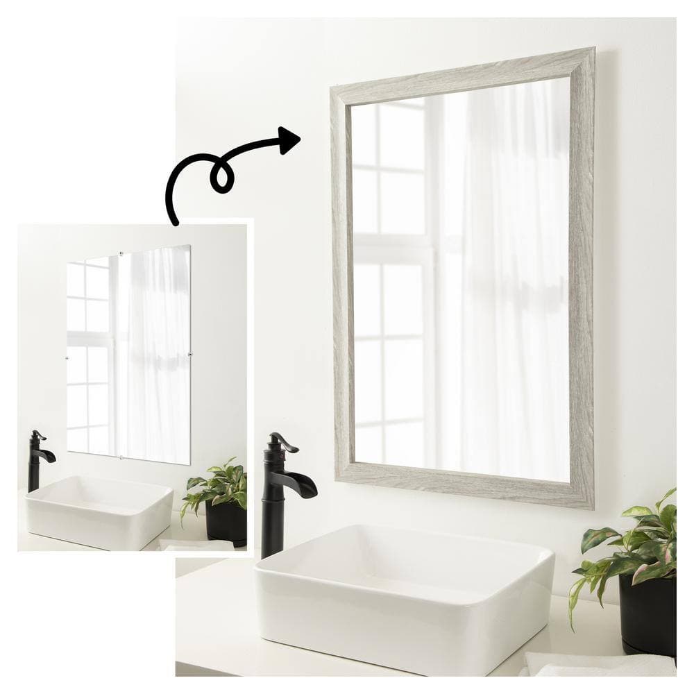 Amanti Art Mirror Makeover Dove Greywash Narrow 25.25 in. W x 25.25 in. H Bathroom Mirror Frame Border Kit-Fits a 24 x 24 mirror (2)