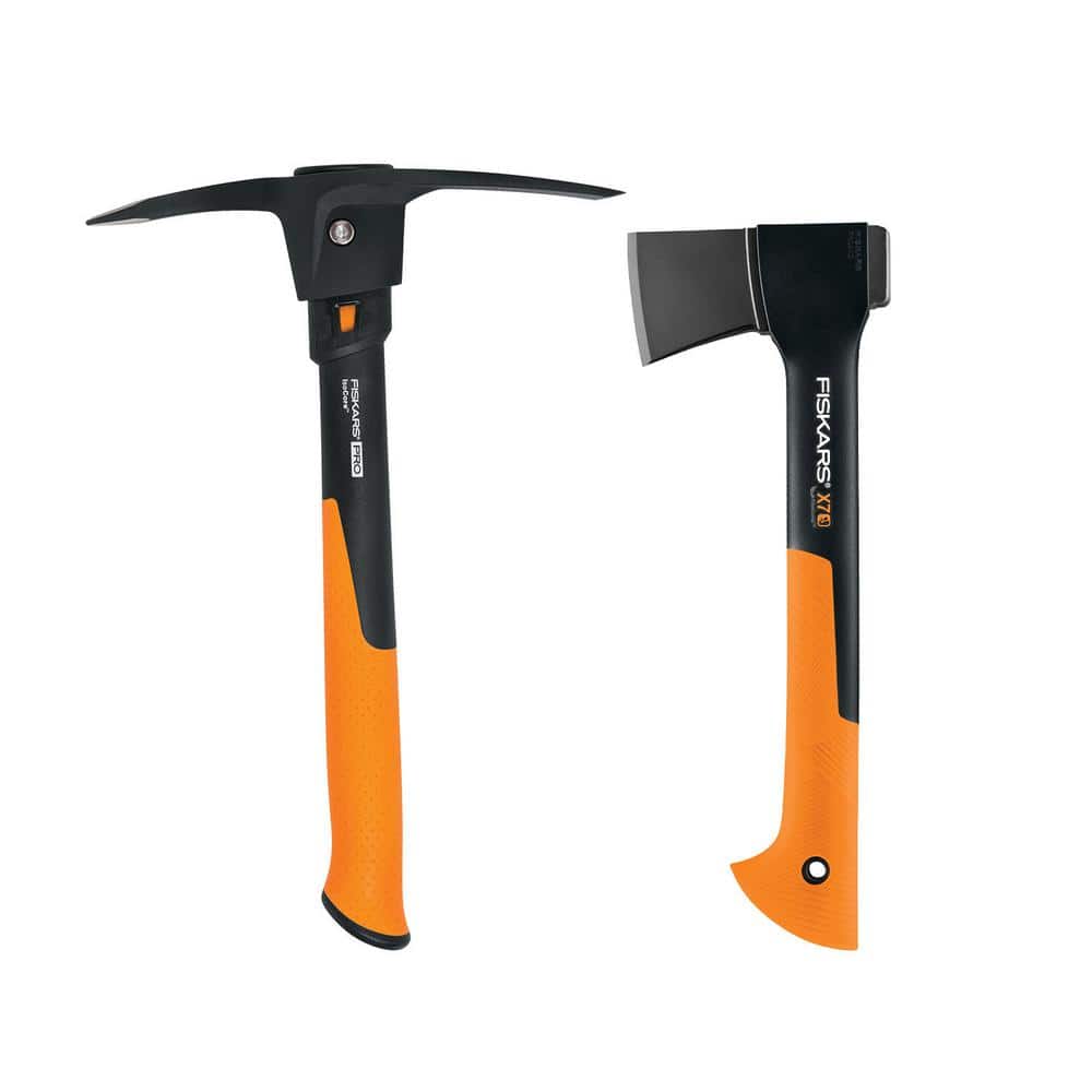 Fiskars 1.5 Ibs. 14 in. Hatchet and Pick Axe with 14 in. Handle (2-Piece)