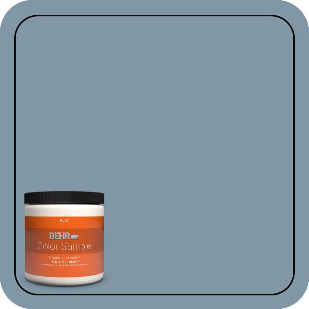 BEHR PREMIUM PLUS 8 oz. #560F-5 Bleached Denim Flat Interior/Exterior Paint & Primer Color Sample