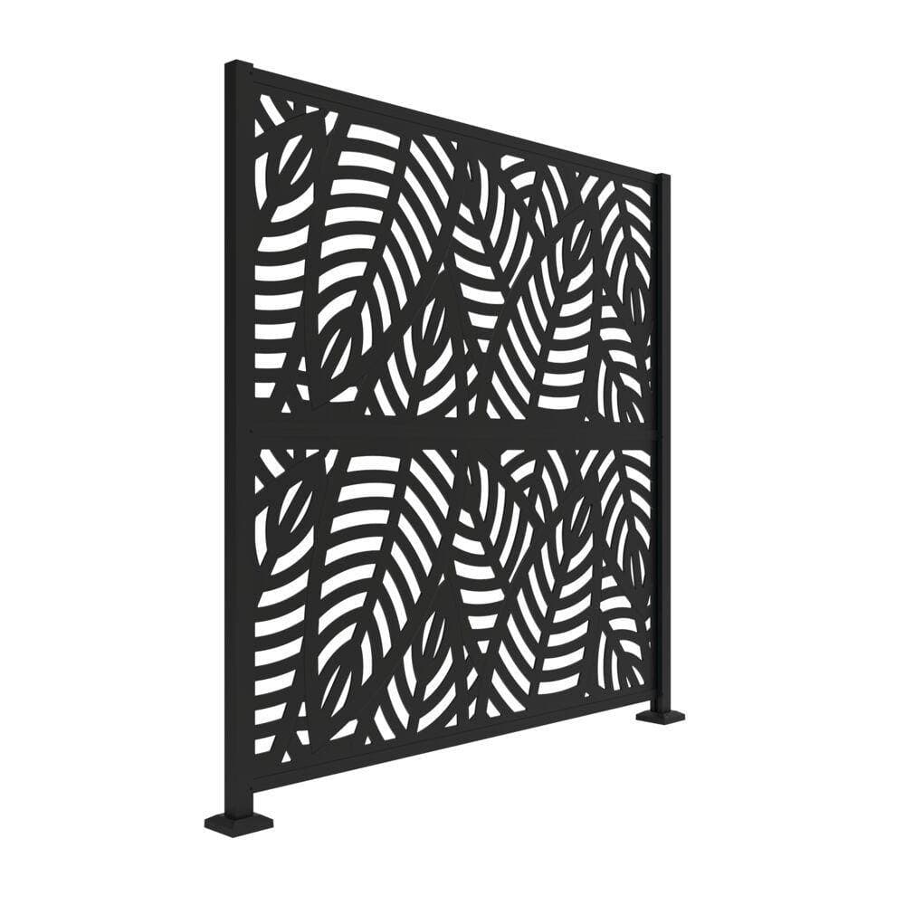 Barrette Outdoor Living 6 ft. x 6 ft. Matte Black Metal Decorative Screen Panel Frame Kit with Sanibel Black (3)