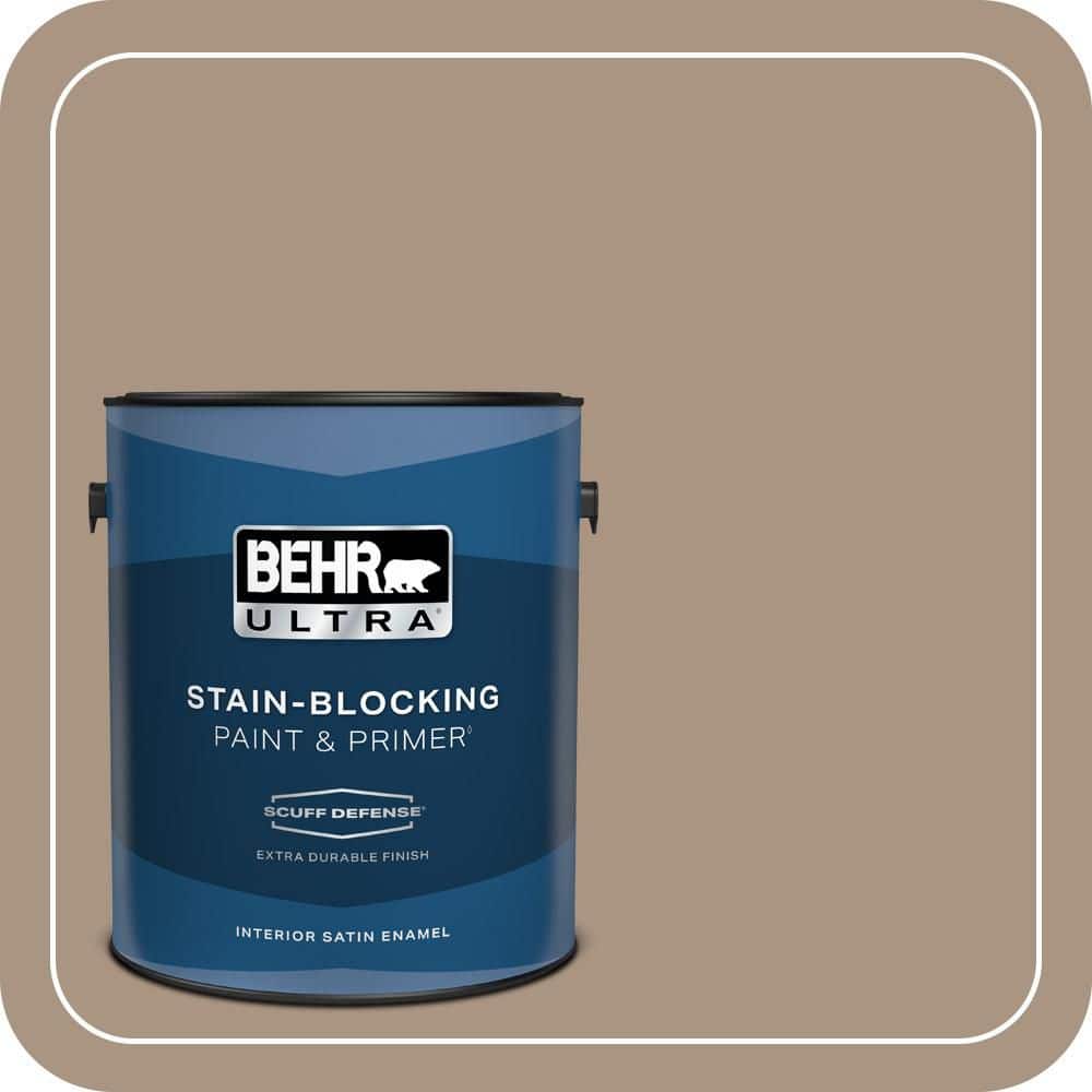 BEHR ULTRA 1 gal. #T17-11 Silent Sands Extra Durable Satin Enamel Interior Paint & Primer
